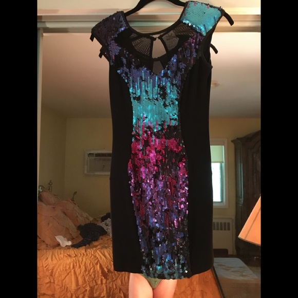 Angel Biba Black multi color sequined party dress - Picture 2 of 4